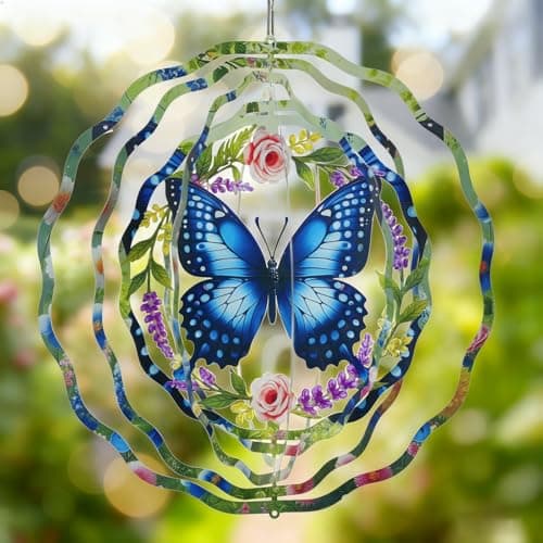 Wind Spinners Outdoor Butterflies - Birthday Gifts for Women Men Mom, Hanging Butterfly 12 inch 3D for Garden Decor for Outside, Patio, Yard, Outdoor - Thumbnail 3