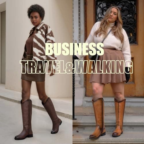 Vepose Women's Knee High Boots 956 Camel Zipper Casual Weather Tall Fashion Retro Vegan Boots for Women Size 9.5(CJY956 Camel pu 09.5) - Thumbnail 3