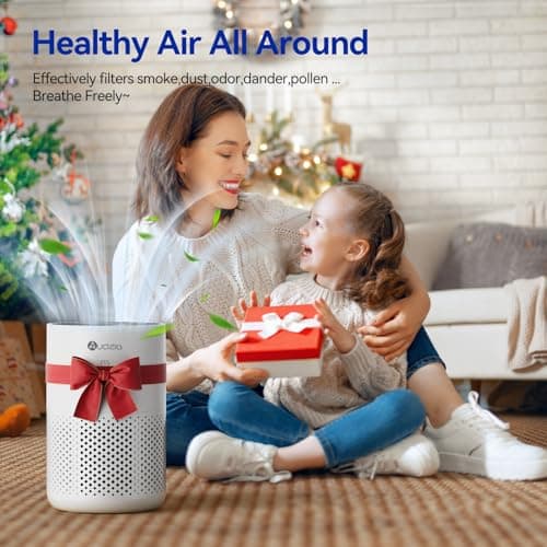 Aucleia Air Purifiers for Bedroom Home with H13 True HEPA Filter, 20dB Quiet Air Cleaner for Pets Hair Dander Odor, Smoke Dust Pollen, Aromatherapy Function, White - Thumbnail 6