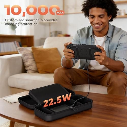COOWPS Carrying Case with 10,000mAh, 22.5W Power Bank for Nintendo Switch 2, Fit P2/SUPCASE/Killswitch Case, Portable Full Protection Travel Bag with Game Card Slots, Holds Charge Adapter Accessories - Thumbnail 2