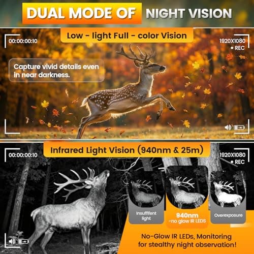 SYCAMTC Trail Camera, 4G Cellular Dual Lens Trail Cameras 2.7K, 0.2s Fast Trigger Speed, Game Camera with Full Color Night Vision, No Glow IR, Motion Detection, No WiFi Needed, IP 65 Waterproof - Thumbnail 5