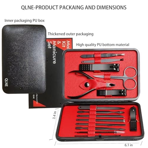 Nail Clippers Sets High Precisio Stainless Steel Nail Cutter Pedicure Kit Nail File Sharp Nail Scissors and Clipper Manicure Pedicure Kit Fingernails & Toenails with Portable Stylish case (Black) - Thumbnail 6