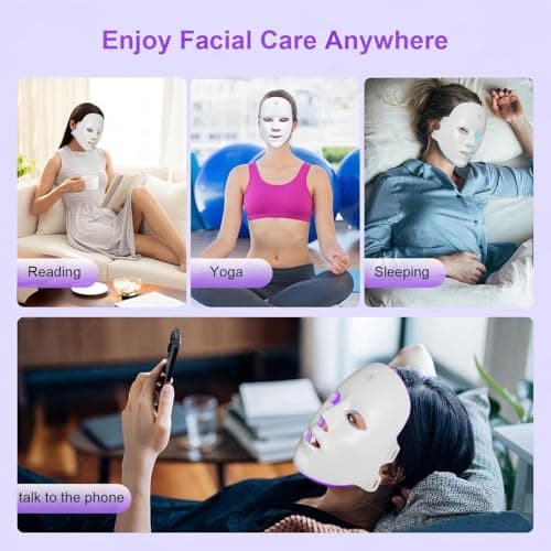 XANBYYE Red Light Therapy for Face, LED Face Mask Light Therapy Adjustable Brightness with 7-Color LED Facial Mask, Red Light Mask for Anti-Aging,Rechargeable Light Care Beauty Device for Home Use - Thumbnail 6