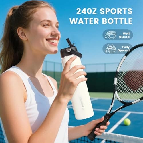 XTUSIMPLE 24oz Insulated Travel Water Bottle - Stainless Steel, Leakproof - Keeps Drinks Hot or Cold - for Outdoors, Sports, Bike, Gym, Marathon - Gift for Women, Men - Thumbnail 5