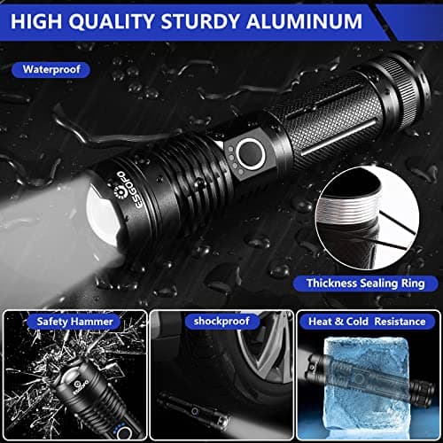 Esgofo Flashlights High Lumens 100000 Rechargeable, Super Bright Handheld LED Flash Light, Powerful Emergency Linternas, Waterproof, Long Lasting, for Hiking Camping Gift - Thumbnail 6