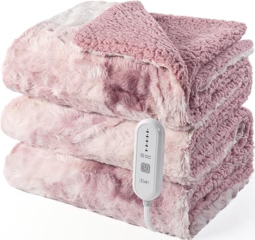 Heated Blanket Full Size,Pink Electric Blanket 72"x 84",Soft Faux Fur Tie-Dye Heating Blanket,5 Heating Levels & 10 Hrs Auto Off,Over-Heat Protection, ETL Certification - Image 1