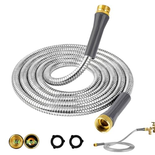 Flexible Metal Garden Hose 10 ft Stainless Steel Connector Short Water Hose,No Kink,Leakproof Leader,Extension Lightweight Water Pipe for Rv Hose Reel Bib Outdoor Sink Yard Watering Tank Car washing - Image 1