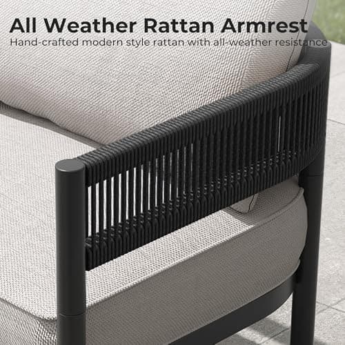 Gand Patio Outdoor Loveseat,Wicker Conversation Set with Thick Cushion for Porch, Garden, Yard - Thumbnail 4