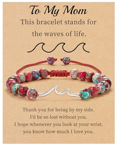 Sistble Mom Birthday Gifts, Mothers Day Gift Mom Bracelet Gifts for Mom from Daughters Son Jasper Bracelets Mother Birthday Gifts Thanksgiving Mothers Day Natural Stone Braided Jewelry for Women - Image 1