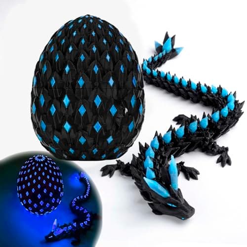 Funtigee 3D Printed Dragon Eggs Mystery with Dragon Inside Glow in The Dark Articulated Animals Fidget Toy Crystal 3D Printed Easter Dragon Eggs for Kids Boys Girls Home Decor Blue - Image 1