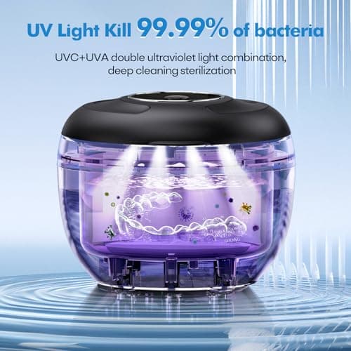 Upgraded Ultrasonic Retainer Cleaner Machine, 45kHz Ultrasonic Dentures Cleaner for Night Guards, Braces, Aligner, Toothbrush, Jewelry and More, 200ML Capacity, Black1 - Thumbnail 3