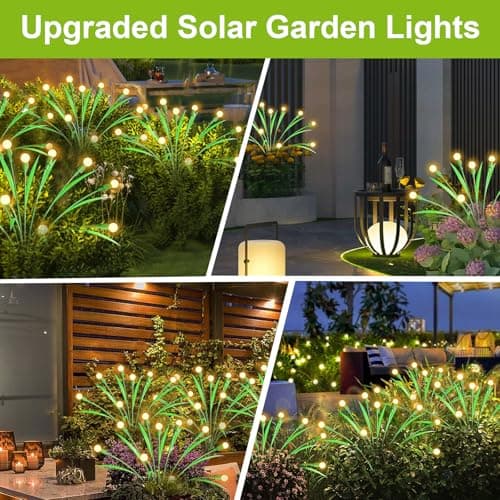 Aogist Solar Garden Lights Outdoor Waterproof,6 Packs 60 LED,Sway by Wind, Yard Patio Pathway Decoration, High Flexibility Iron Wire & Heavy Bulb Base,Warm White - Thumbnail 3