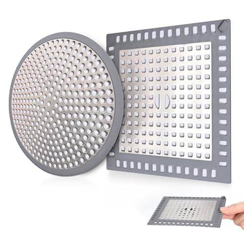 2Pcs Shower Drain Hair Catcher, 4.72" Shower Drain Cover, All-in-One Universal Sink & Shower Drain Strainer, Easy Installation, Stainless Steel and Silicone Bathroom Accessories for Tub, Bathtub - Image 1