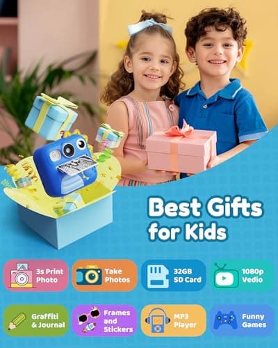 KOKODI Kids Camera Instant Print, Toddler Cameras Christmas Birthday Gifts for Boys Age 3-12, Digital Video Instant Printer Camera for Kids, Toys for Ages 5-7 Boys (Blue) - Thumbnail 2