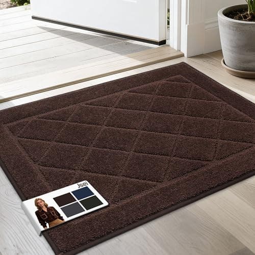 JSEI Dirt Trapper Door Mat 20"x32", Non-Slip Washable Entryway Mats, Dog Door Mat, Stain Resistant and Absorbent Floor Mats, Low Profile Welcome Mat for Front Back Door, Brown - Image 1