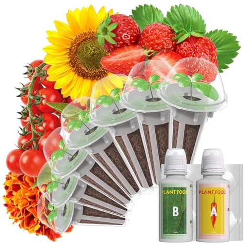 LYKOCLEAN Flower Fruit Seed Pods for AeroGarden, Ahopegarden, iDOO Hydroponics Growing System Indoor, 350 Seeds+ Including Dwarf Sunflower Bambino, Marigold, Red Tomato, Red Strawberry (7-Pods) - Image 1