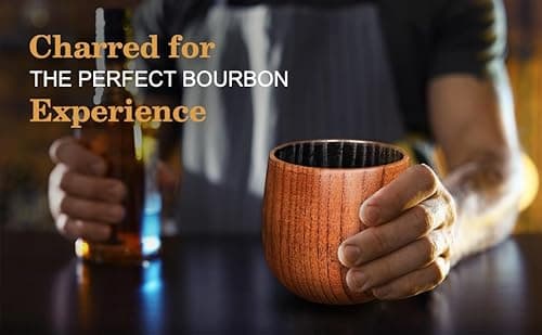 Charred Wooden Bourbon Drinking Glass, Bourbon Gifts for Men - 10 oz Charred Wooden Old Fashioned Glass Whiskey Tumbler | Birthday Whiskey Gifts for Men, Dad or Brother | Original Bourbon Tumbler - Thumbnail 6