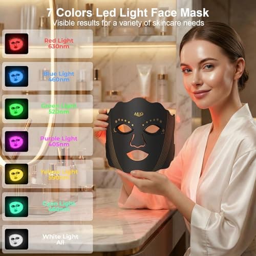 AIUO Red Light Therapy for Face, Led Face Mask Light Therapy with Rechargeable Remote, LED Face Mask Light Therapy at Home, Comfortable Red Light Therapy Mask, Black - Thumbnail 2