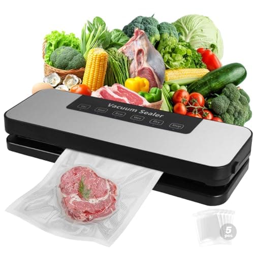 Vacuum Sealer Machine ，Professional Vacuum Sealer for Food Freezer with LED Display， 20s Fast Seal for Dry and Moist Food, Includes 5 BPA-Free Reusable Bags for Sous Vide - Image 1