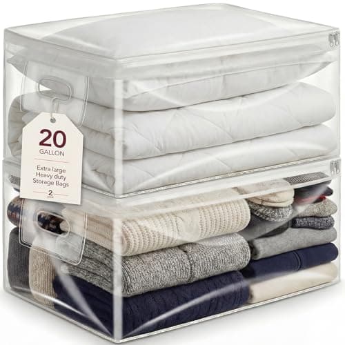 Marknox 20 Gallon Clear Storage Bags with Zipper - 2 Pack Extra Large Fully Transparent Plastic Bag for Clothes Blankets Quilts Holiday Items Easy Visibility Durable Reusable Home Storage Solution - Image 1