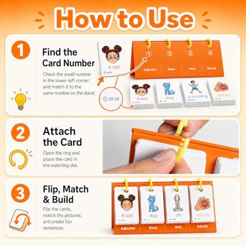 Alened Sentence Building Flash Cards for Kids Ages 5-8, Learn to Read Phonics Toy, Word Games, Speech Therapy Materials, Education Kindergarten Classroom Must Haves for 1st 2nd Grade - Thumbnail 6