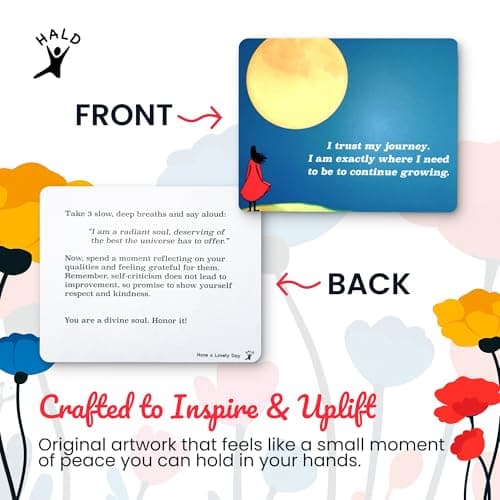 HALD Positive Affirmation Cards with Mindfulness Exercises, Inspirational Tools for Everyone, Motivational Items, Self Care Gifts for Women, Men & the Youth, 60 Transformative Affirmation Cards - Thumbnail 5
