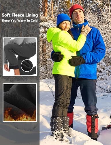 MOURCE Cargo Hiking Pants Men Waterproof - Insulated Warm Fleece Lined Ski Pants with Zipper Pockets, Charcoal - Thumbnail 4