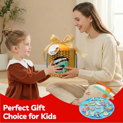 TOP BRIGHT Montessori Toddler Fishing Game - Kids Wooden Magnetic Fishing Toys Gifts for 3 Years Old Girls Boys, Fine Motor Skills for Toddler - Thumbnail 4
