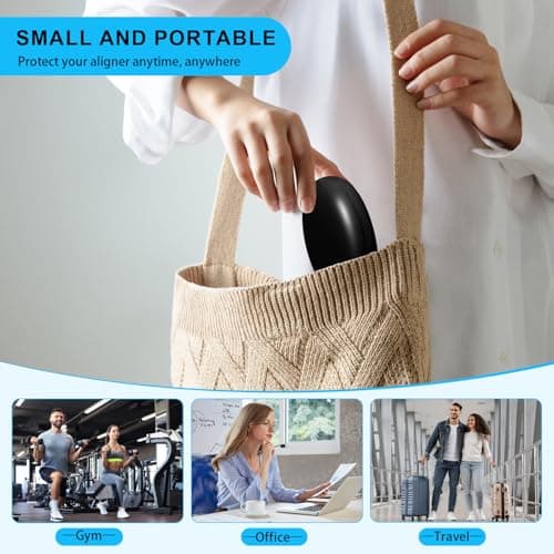 ACSKD Aligner Case, Slim Retainer Box for Travel, Retainer Case Compatible with Invisalign Aligners, Brace Storage Box with Aligner Removal Tool and Chew,Black - Thumbnail 6