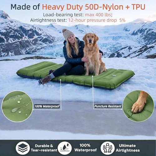 VALEHOWL 4" Thick Camping Sleeping Pad with Internal Straps, R4.0 Sleep Mat - Thumbnail 4