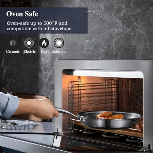 USELUCK 8 Inch Nonstick Frying Pan, Stainless Steel Skillet with Honeycomb Surface, Induction Compatible, Oven & Dishwasher Safe, PFAS-Free Cookware - Thumbnail 4