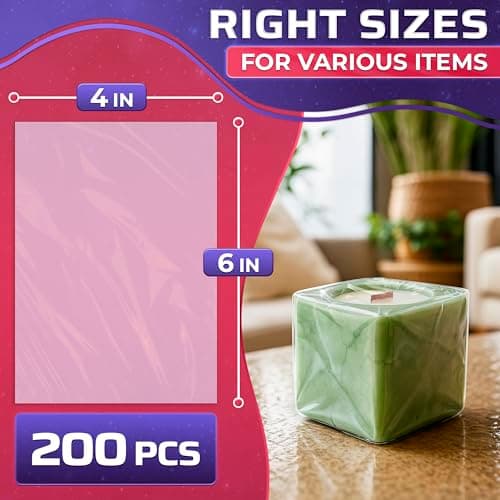 200 Pcs Heat Shrink Wrap Bags – 4x6 In Easter Сellophane Bags Compatible with Hair Dryer at Medium Temperature – Suitable for Packaging Small Items, Protects from Dust, Moisture, and Scratches - Thumbnail 2