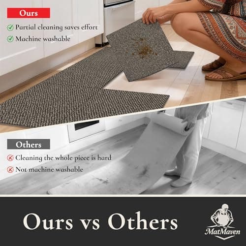MatMaven Kitchen Rugs, Super Absorbent and Stain Resistant Kitchen Mats, Non Slip Machine Washable Kitchen Rug,6 Picecs Soft Kitchen Floor Mat for Hallway,Office,Sink,Laundry,12"x12"Carpet Mats,Taupe - Thumbnail 5