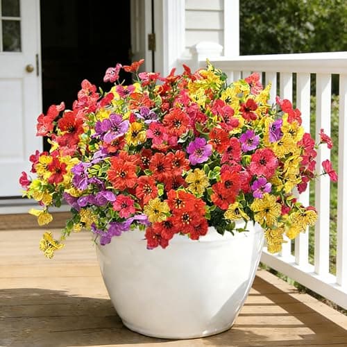 FUTBER 12 Bundles Artificial Flowers for Spring Summer Outdoor Decoration Faux Greenery uv Resistant Artificial Outside Flowers Fake Flowers for Porch Garden Home Patio Cemetery Decor (Mixed Color) - Image 1