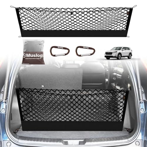 Muslogy Truck Bed Cargo Net Trunk Netting Compatible with 2023-2025 2026 Honda CR-V Accessories, Pickup Cargo Organizer SUV Sedan Storage Net w/Heavy Duty Carabiners - Image 1