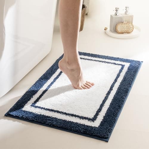 GRANNY SAYS Microfiber Bathroom Rugs Non Slip Washable, Water Absorbent Bathrooms Mats for Tub, Soft Bath Mats for Bathroom Floor & Shower, Bath Rug, 20" x 32", Navy Blue Bath Rugs - Image 1