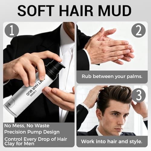 Men's Hair Pomade with Refill - Hair Clay for Men - Matte Finish Styling Paste - Flexible Hold - Non Sticky - Easy Wash - Soft Hair Mud for Daily Styling - Portable Hair Product for All Hairstyles - Thumbnail 4