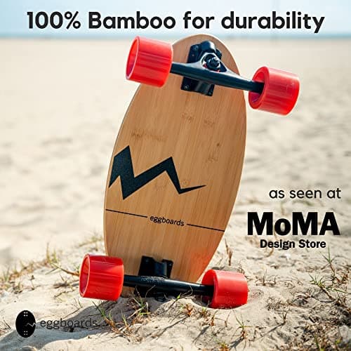 Eggboards Mini Longboard Cruiser Skateboard Complete | 19'' x 9'' | Portable Bamboo Cruiser Board. Easy to Carry, Smooth to Ride. Short Long Boards Skateboards for Adults, Beginners, Kids Skateboard. - Thumbnail 5