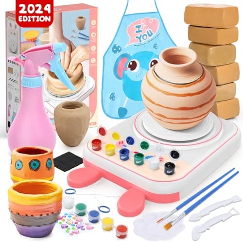 Skirfy Pottery Wheel for Kids Art Crafts Kits for Kids Ages 6-8 9-12 Clay Sculpting Tools & Painting Kit,Birthday Thanksgiving Christmas Gift Girls Toys 8-10,DIY Kits Clay Maker for Beginners - Image 1