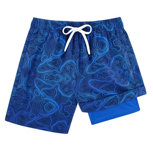 Cozople Boys Swim Shorts Bright Royal Swim Trunks Swimsuit with Boxer Brief Liner Quick Dry Compression Swimming Trunk Anti Chafe Bathing Suits Size 10-12 - Image 1