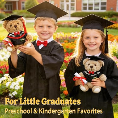 Personalized Graduation Teddy Bear 2026, Custom 9'' Teddy Bear w/ Cap&Gown for Her Him, Customized Graduation Gift for Kindergarten, Preschool, High School, College, Graduation Keepsake for Boys Girls - Thumbnail 4