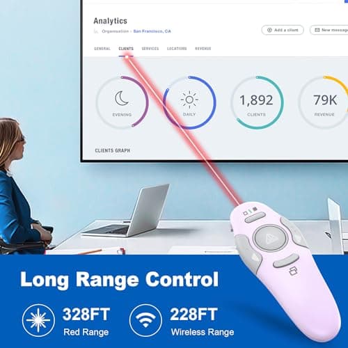 QUI Presentation Clicker Wireless Presenter Remote Clicker for PowerPoint Presentation Remote, PowerPoint Slide Advancer for Mac/Windows/Linux, Google Slide/PPT/Keynote, Purple - Thumbnail 4