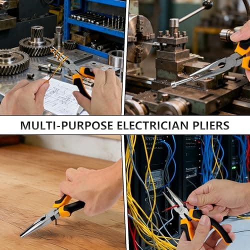 5-Piece Tool Kit 6.65” Needle Nose Pliers + Magnetic Screwdrivers (Phillips/Flathead) – CR-V Steel, Non-Slip Grip for Home Repair, DIY, Electrical Work - Thumbnail 6
