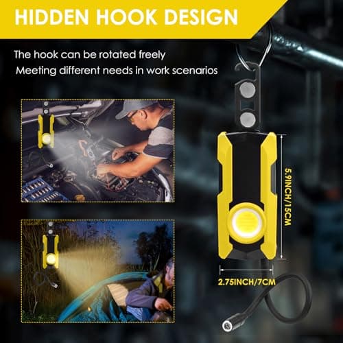 Rechargeable LED Work Light, OTYTY 40W 2000LM Magnetic Work Light Battery Powered Portable Flood Light with Gooseneck Flashlight for Car Repairing, Camping, Inspection (GFY) - Thumbnail 4