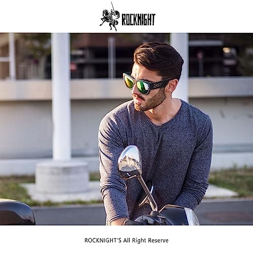 ROCKNIGHT Polarized HD Sunglasses Mirrored UV400 Protection Green Square Shades Travel Trekking Street - Thumbnail 2