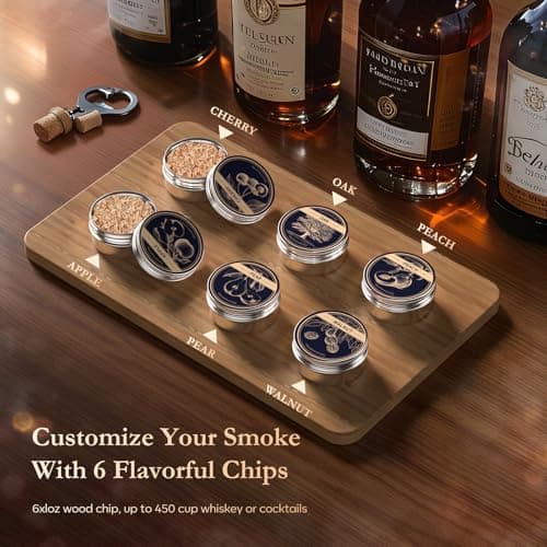 AMZSEAT Electric Whiskey Smoker Kit-Rechargeable Cocktail Smoker Set with 6 Wood Chips-Unique Bourbon Ideal Christmas, Birthday, Valentine's Day Gift,Gifts for Men, Dad, Husband - Thumbnail 3