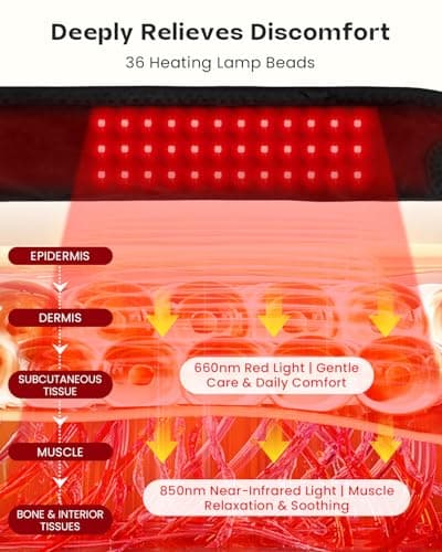 Voluart Carpal Tunnel Wrist Brace Heating Pad, Red Light Therapy for Hands 36 LED, Hand Massager with Heat, Cordless Heated Wrist Wrap 660-850nm, 3 Heat & Vibration Levels for Relief & Relax, Black - Thumbnail 4