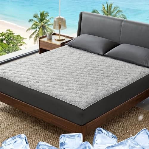 Cozy Bliss Leakproof Cooling Mattress Topper Twin XL, Q-Max 0.45 Soft Noiseless Breathable Mattress Protector, with Deep Pocket Fits 8–18 Inches for Summer Bed Hot Sleepers, Grey - Image 1