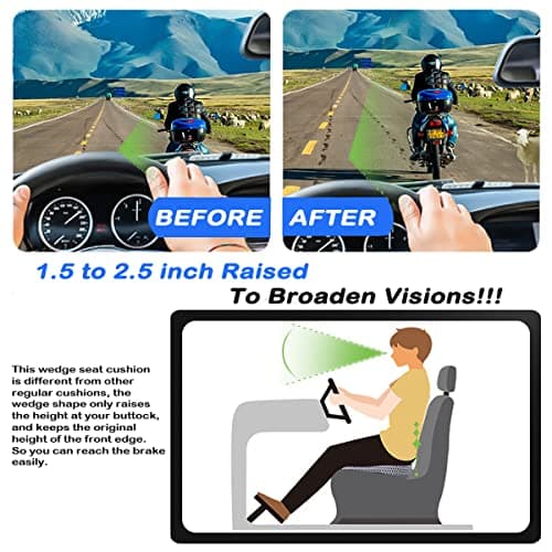 MargGona Car Wedge Seat Cushion for Car and Truck Seat Office Chair Wheelchair - Memory Foam Seat Pad for Sciatica Tailbone Pain Relief - Thumbnail 2