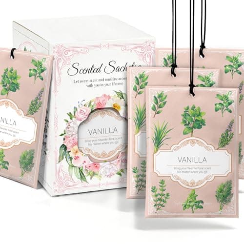 YAXUNDZ Vanilla Sachets for Drawers and Closets - 12 Pack Long Lasting Odor Eliminator Bags, Natural Fresh Scent for Wardrobe, Storage, Car & Home, Air Freshener Sachets - Image 1